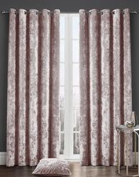 Kampala Hill Crushed Velvet Eyelet Ring Top Light Filtering Curtains Blush Pink 46x54