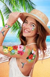 FIESTAS GUIRCA | Tijdelijke exotische tatoeages (14 x 30 cm) - FX make-up voor zomerfeesten, afstudeerfeesten en Hawaï-feesten - Kostuumaccessoires voor iedereen - Veelkleurig