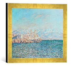 Ingelijste foto van Claude Monet "Antibes, effet d'aprèsmidi", kunstdruk in hoogwaardige handgemaakte fotolijst, 40x30 cm, goud raya
