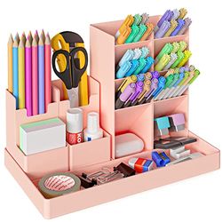 Withosent Portapenne da scrivania, 5 pezzi, combinabile, per bambini, in plastica, multifunzione, da scrivania, per penne, ufficio, casa, scuola (rosa)
