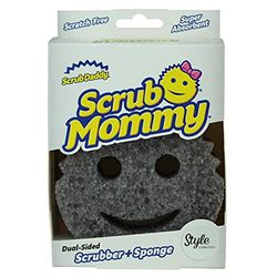Scrub Daddy Scrub Mommy Style Estropajo de Doble Cara, Esponja Cocina para Lavar Platos y Limpieza Baño, Antiarañazos, Antibacteriana y Reutilizable - Esponja Cocina Raspadora Flextexture - Gris