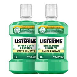 LISTERINE Collutorio Difesa Denti e Gengive, Al gusto delicato di Menta Fresca, Collutorio gengive infiammate per denti forti, Con Fluoruro, Igiene orale per Gengive sane, Confezione da 2 x 1L