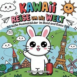 Kawaii Reise um die Welt – 50 süße Ausmalbilder im Bold and Easy Stil: Entdecke 50 einfache und niedliche Ausmalbilder mit Sehenswürdigkeiten, Tieren ... – ideal für Kinder, Anfänger & Kawaii-Fans