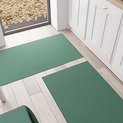 PETTI Artigiani Italiani - Tappeto Cucina, Passatoia Cucina, Tappeto Cucina Lavabile Antiscivolo, Tappeto Runner Cucina, Tappeto Tinta Unita 52x480 cm Verde, 100% Made in Italy