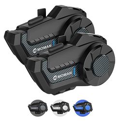 Moman Intercomunicador Casco Moto, H2 Pro【2 Piezas Fibra de Carbono】 Interfono Manos Libres Motociclismo Auriculares Sistema de Comunicación 1000M, Interfono-Moto-Intercomunicador-Casco-Auriculares