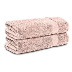 Komfortec Set di 2 asciugamani da 50 x 100 cm, in 100% cotone, 470 g/m², spugna, morbido, rosa
