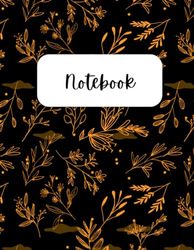 Lined A4 Notebook black with gold details and leaves