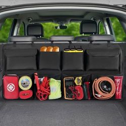 Snuopfy Car Trunk Car Organizers, achterbank opknoping auto organisatoren met 8 grote opbergtas -Trunk Organizer voor SUV, vrachtwagen, bestelwagen - uw ruimtebesparende expert