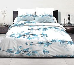 Home Passion Japy 3-delig blauw 100% katoen 57 draadtelling, dekbedovertrekset, multi, 240 x 220 x 0,1 cm