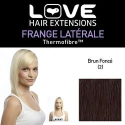 Love Hair Extensions - LHE/FRK1/QFC/CISF/2 - Thermofibre™ - Clip-In Frange Latérale - Couleur 2 - Brun Foncé