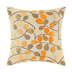 CaliTime Fundas de cojín Decorativas de felpilla de Lujo, diseño de Hojas Bonitas, para sofá, hogar, 50 x 50 cm, Color Crudo y Naranja