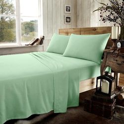 GC GAVENO CAVAILIA Easy Care Kingsize hoeslakens - 100% geborsteld katoenen beddengoedset met elastische hoeken - thermische flanellen hoeslakens - saliegroen