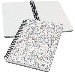 SIGEL JN620 Jolie Libreta de espiral, Wild Hearts, cuadriculado con puntos (impresión Dot), 100 g/m², 16,2 x 21,5 cm, tapa dura, 120 páginas, negro, pink, naranja