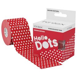 KINTEX - Cinta Kinesiologica | Cinta Kinesiotape con Diseño Resistente al Agua y a la Piel, 5cmx5m, Cinta para Deporte, Cintas Elásticas Fisioterapia | Venda Elástica Adhesiva (Hello Dots Red)