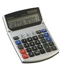 Lexibook PLC270 - Calcolatrice con Schermo a 12 Cifre, Schermo inclinato, Funzioni tradizionali/avanzate/commerciali, Correzione possibile, Ufficio batteria inclusa, Bianco/Grigio