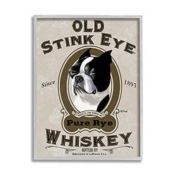 Stupell Industries Old Stink Eye Whiskey Vintage Pet Dog Werbung, Design von Brian Rubenacker, gerahmt, Wandkunst, 61 x 76 cm, Grau