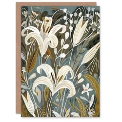 Artery8 Greeting Card White Lilies Flower Blooms Floral Artwork Blank For All Him Or Her Art Birthday Card