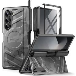 TONGATE voor Samsung Galaxy S24 Hoesje met Standaard, [Ingebouwde Schuifcameraafdekking en Riemclip] Full-Body Militair Schokbestendig Galaxy S24 Telefoonhoesje met Screenprotector, Zwart