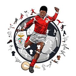 Iconic Puzzles Eusebio Benfica Oficjalny produkt, drewniane puzzle dla dorosłych i dzieci, trwałe drewno, rozmiar M 270 sztuk