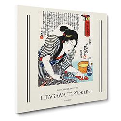 Preparing Dinner By Utagawa Toyokuni Exhibition Museum Asian Japanese Canvas Wall Art Print Ready to Hang, Framed Picture for Living Room Bedroom Home Office Décor, 20x20 Inch (50x50 cm)