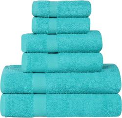 Superior, Cotone, Turchese, Set di 6 Asciugamani