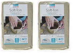 Glorex GmbH Soft TON - Terracotta, 1000 g, indurente all'Aria o al Calore, Argilla, Bianco (Confezione da 2)