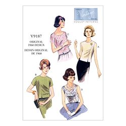 Vogue Patterns Top Vogue Pattern 9187 Padrão para t-shirts de mulher, tamanhos 36 a 14, lona, laranja, A5 (6-8-10-12-14)