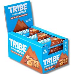 TRIBE Protein + Focus Flapjack Bar - Peanut Butter Choc Chip - High Protein Snack - 9 Energy & Focus Nutrients - 10g Protein, Lions Mane, Plant Based, Vegan Snack & Gluten Free (60g x 12 Bars)