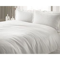 Riva Home Waffle DB Duvet Set White, Coton, Weiß, Double