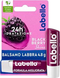 Labello Blackberry Shine Burrocacao Labbra 4.8 g, Balsamo Labbra Colorato All'Aroma Di More, Lip Balm Idratante 24H Con Ingredienti Naturali E Pigmenti Colorati