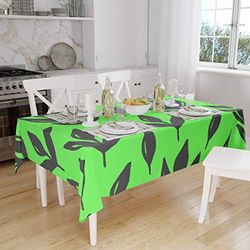 Bonamaison Tafelkleed, Anti-Mold, Sneldrogend, Waterdicht, 100% Polyester Tafellaken, Neon groene rook, 140 x 160 Cm - Ontworpen en Vervaardigd in Turkije