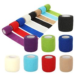 ASelected 8 rollen zelfklevend verband verpakt in kleur, sport elastisch ademend gecondenseerd verband verpakt in rolverband zelfklevend wikkelen elastisch verband