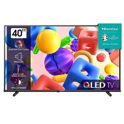 Hisense 40A5KQ 101 cm (40 tum) QLED-TV Full HD, Smart TV, Triple Tuner DVB-T2/T/C/S2/S, USB-C, dubbel positionering, fungerar med Alexa, WiFi, spel, hotellmode, svart [2023]