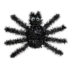 Widmann 51946 51946 zwarte spin van lametta, 36 x 22 cm, decoratie, wanddecoratie, Halloween, themafeest, meerkleurig, eenheidsmaat