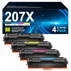 Coloran 207X Toner Cartridges [With Chip] Replacement for HP 207X 207A 207 Compatible for MFP M283fdw M283fdn M282nw M255dw M255nw W2210X W2211X W2212X W2213X (Black, 4-Pack)