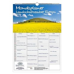 Landschaftszauber Europa Wandplaner Familienplaner 4 Spaltenplaner A3 Calendario para 2024 Paisajes y países europeos - Seelenzauber