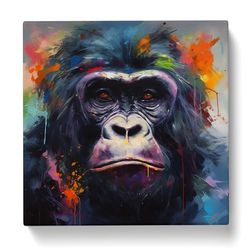 Gorilla Expressionism No.1 Canvas Print for Living Room Bedroom Home Office Décor, Wall Art Picture Ready to Hang, 20x20 Inch (50x50 cm)