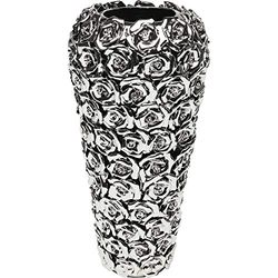 Kare Design Vase Rose Multi, Argent, Faïence, Motif de Roses, Vase Fleur, Vase Decoratif fait à la Main, Deco Intérieur, Décoration Chambre, Salon, Couloir, Cadeau, 37x18x18 cm