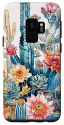 Galaxy S9 Botanical Succulent Cactus Botanical Floral Bloom Case