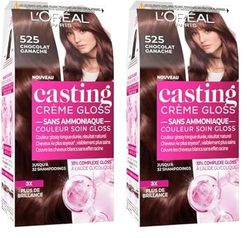 L'Oréal Paris - Coloration Cheveux Semi-Permanente Ton sur Ton - Couleur Ultra Glossy & Naturelle - Sans Ammoniaque - Casting Crème Gloss - Nuance : Chocolat Ganache (525) (Lot de 2)