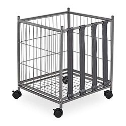 Relaxdays ballenkar, 4 wielen, HxBxD: 60 x 50 x 45 cm, ballenmand voor voetbal, basketbal, volleybal, metaal, grijs