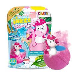 INKEE Surprise Unicorn Beach Eenhoorn badbol met verrassing, badbom met eenhoornfiguur, pop cornaroma, dermatologisch getest, 1 stuk (1 stuk)