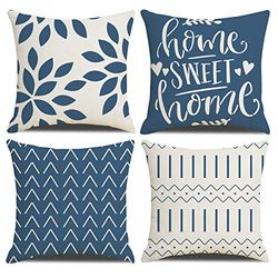 Homefeelzydys Fundas de Cojín 45 x 45 cm, Juego de 4 Fundas de Cojín Cuadradas Azul Claro Paquete de 4 para Patio al Aire Libre, Jardín, Sala de Estar, Sofá, Decoración de Casa de Campo