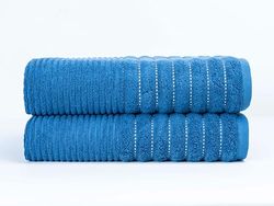 2-Pack Egyptian Cotton Bath Sheets - 650 GSM Luxury Large Bathroom Towels, Super Soft, Quick Dry & Highly Absorbent - Washable Bath Sheets for Spa, Gym & Home Use (90x140 cm) - Navy