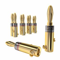 KabelDirekt Conectores banana de 5 pares (conectores tipo banana para cabos de altifalante de até 6 mm², ligação flexível para altifalantes HiFi/amplificadores, aparafusáveis, banhados a ouro)