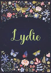 Lydie: Carnet de notes A5 | Prénom personnalisé Lydie | Cadeau d'anniversaire pour fille, femme, maman, copine, sœur ... | Design: jardin | 120 pages lignée, Petit Format A5 (14.8 x 21 cm)
