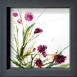 International Graphics, Postal enmarcada, Jan, Griggs, ''Flowers in the Wind on White'', 16 x 16 cm Color del marco: Antracita, Serie LUNA