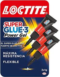 Loctite Super Glue-3 Power Gel Mini Trio, gel adhesivo flexible y resistente, pegamento instantáneo para superficies verticales, pegamento transparente extrafuerte, 3x1g