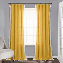 Lush Decor Rosalie Paire de Rideaux de fenêtre Style Rustique pour Salon, Salle à Manger, Chambre à Coucher 213,4 x 137,2 cm Jaune 213,4 x 137,2 cm