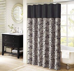 Madison Park MP70-845 Aubrey-Cortina de Ducha (183 x 183 cm), Color Negro, Poliéster, W 72" x L 72" (1 Panels)